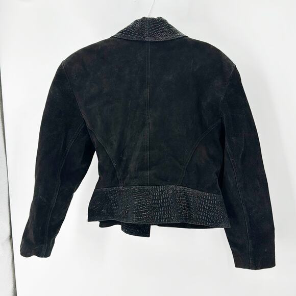 Vintage WINLIT Suede buckle waist Coat hour glass silhouette 80s western size L - Picture 2 of 8